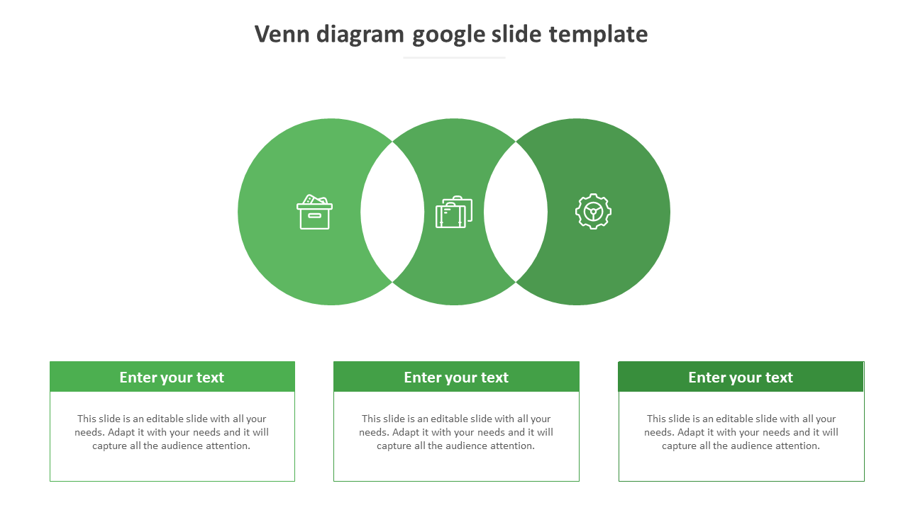 venn diagram google slide template-green